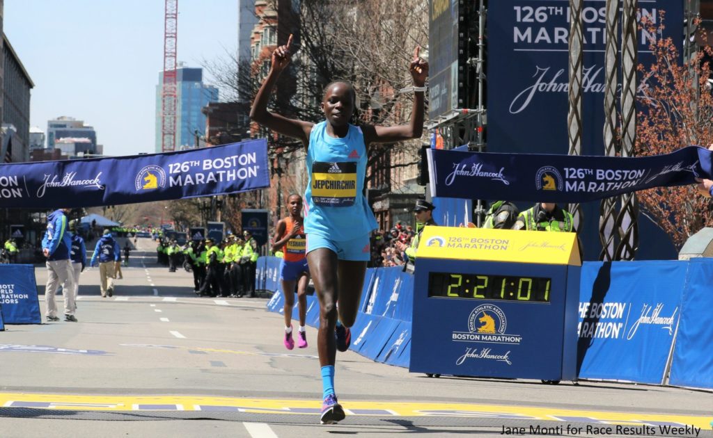 Jepchirchir Peres Winning Boston Marathon 18 Apr 2022 Jane Monti With Credit